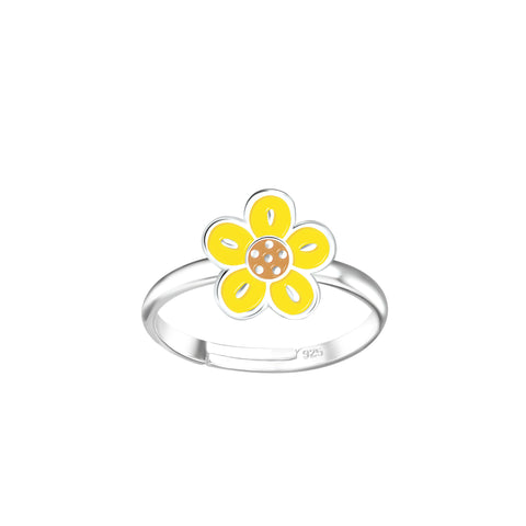 Yellow Flower Adjustable Ring