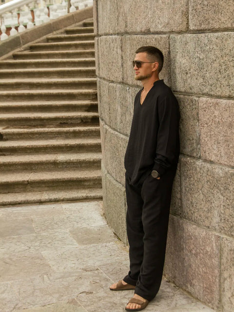 Men's Linen Suit Black