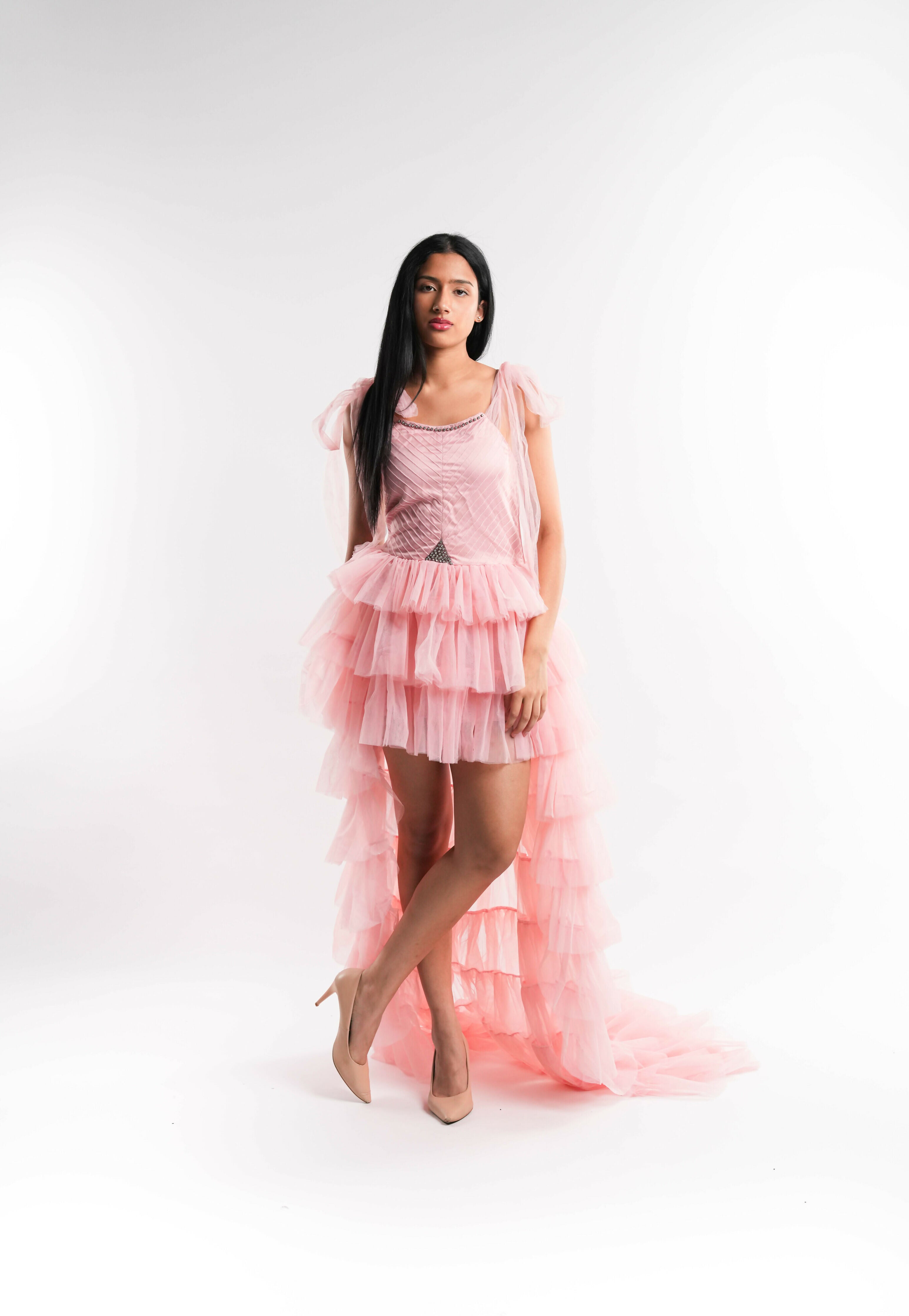 Pink Layered Tulle Dress