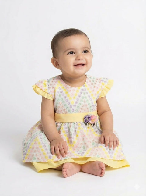 MAISON BEBE Bimbo Rainbow Broderied Dress-Yellow