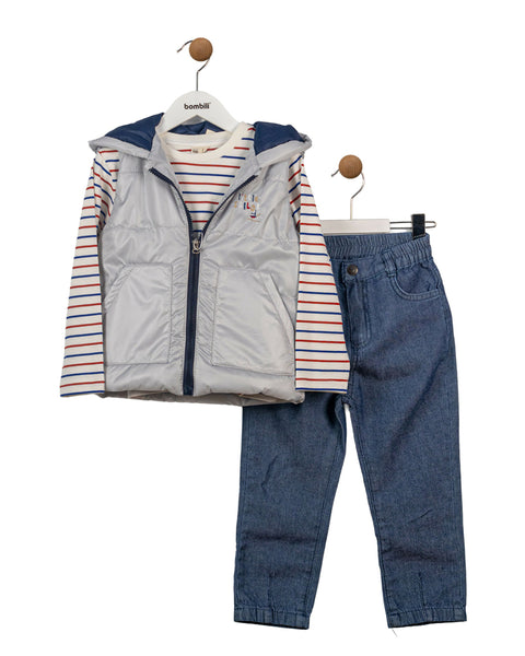 BOMBILI Boys 3-piece set (tshirt,vest,pants) - Gray