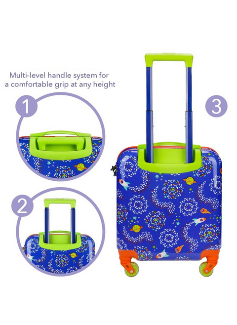Milk&Moo 18-inch Kids Carry-On Luggage with 360° Glowing Light-Up Wheels, Ponix
