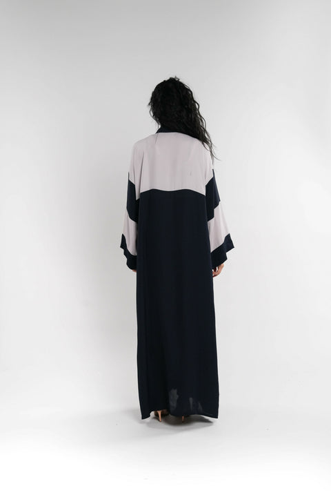 Blue & Grey Abaya with Pockets