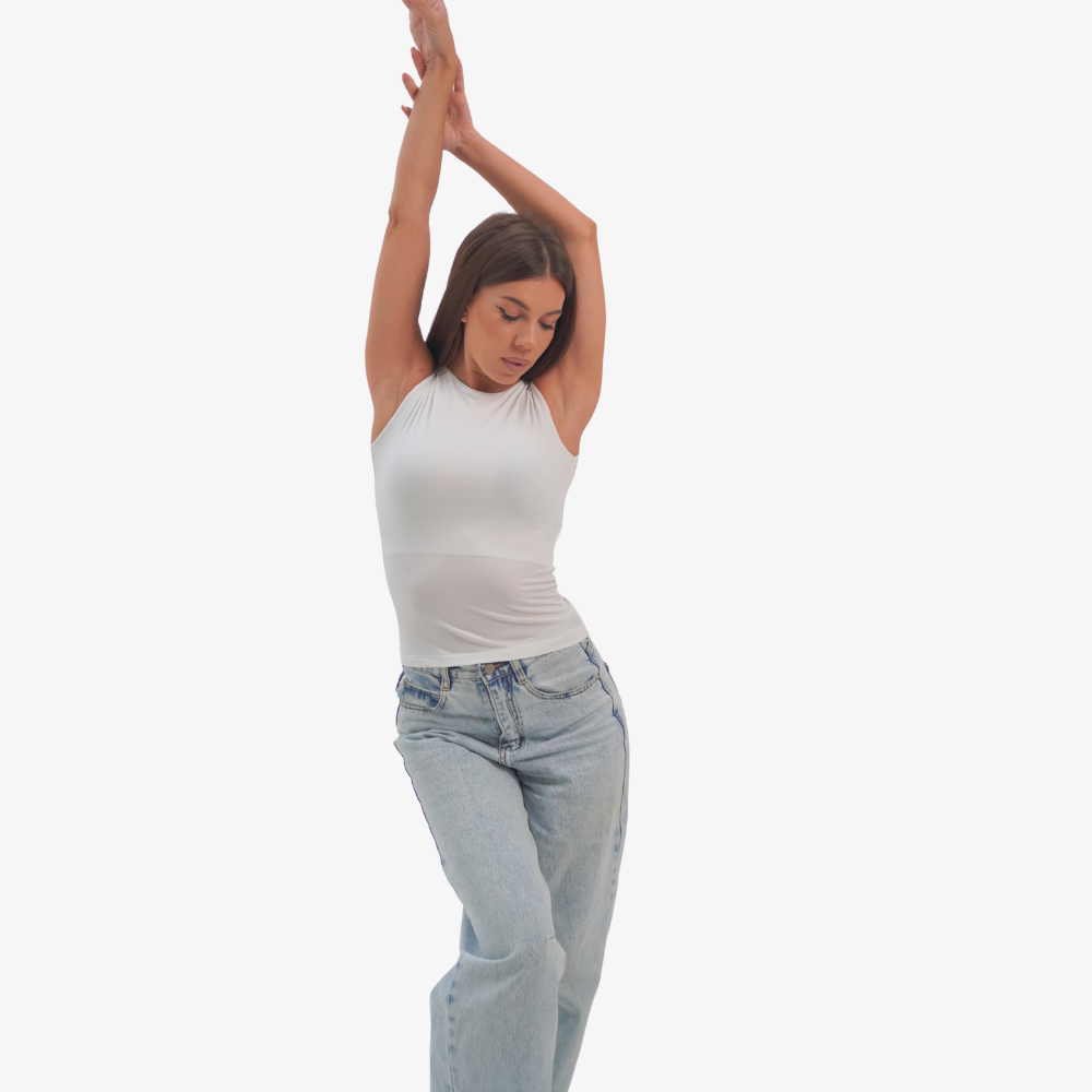 Emma - straight neckline top white