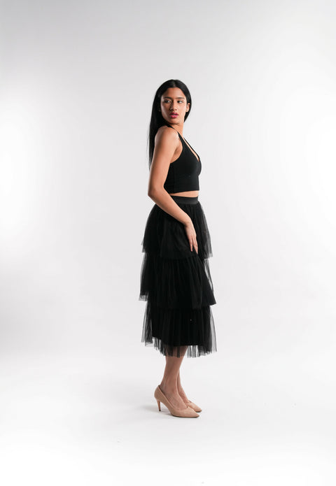 Black Layered Tulle Skirt