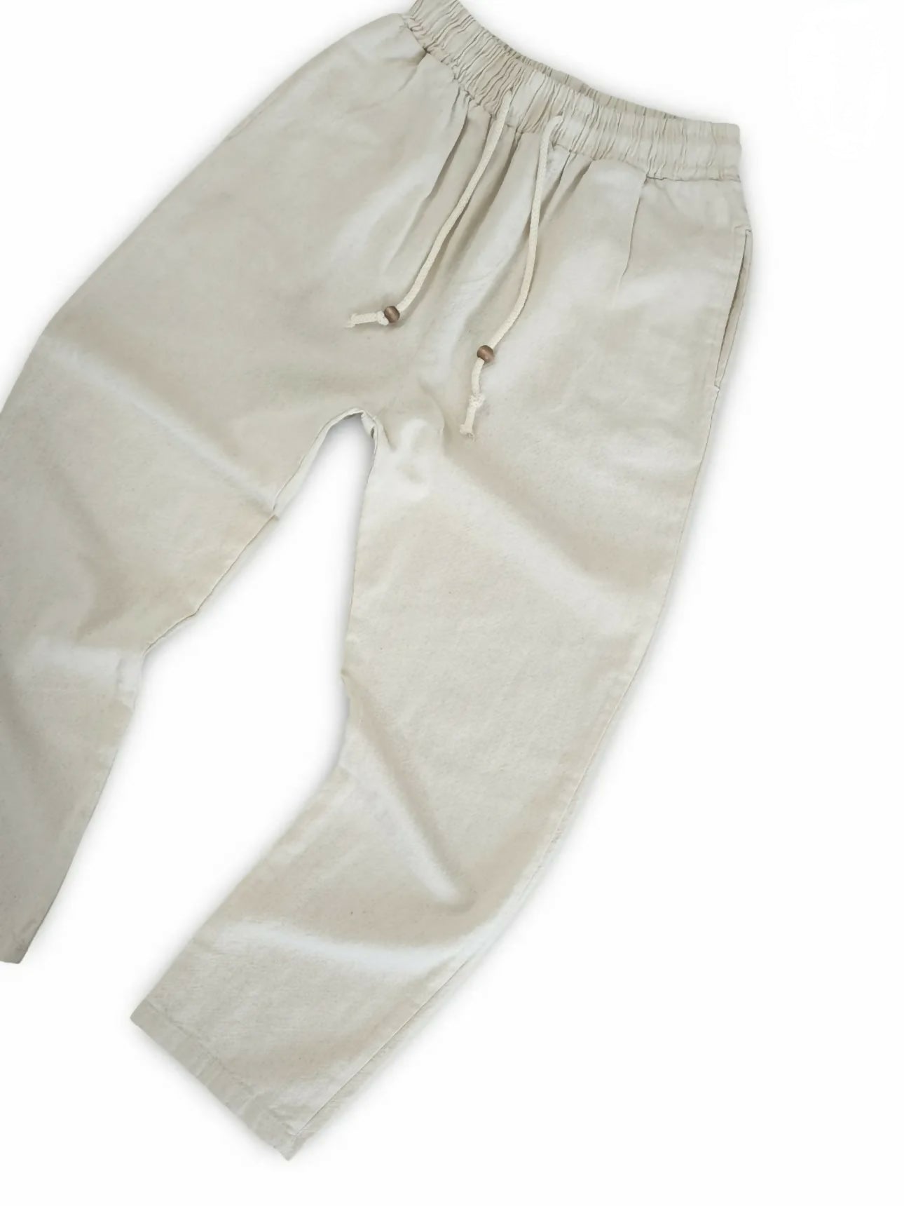 Baggy Gabardine Cotton Pants - White