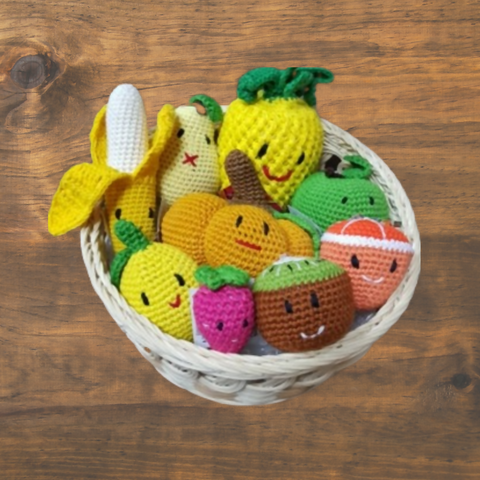 Cutie Face Green Crochet Apple