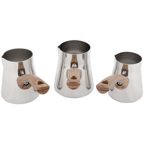 Serenk Definition 4 Pieces Turkish Coffee Pot Set, 18/10 Stainless Steel, Stove Top Coffee Maker, 2-3-4 Cups