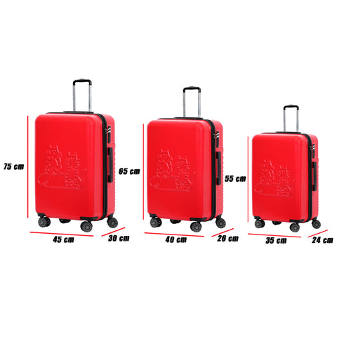 Biggdesign Cats Carry On Luggage Set, Red, 3 Pcs.