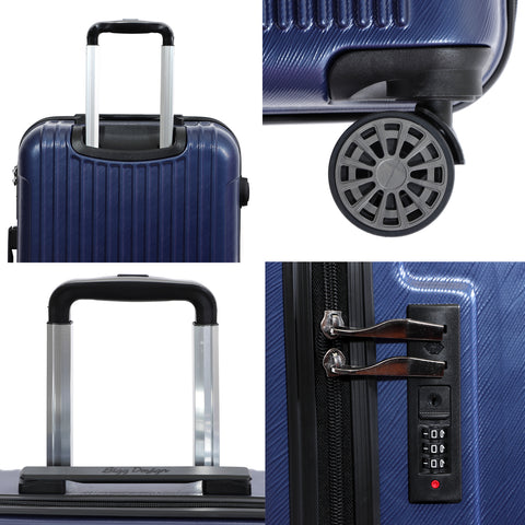 Biggdesign Ocean Carry On Luggage Set, Navy, 3 Pcs.