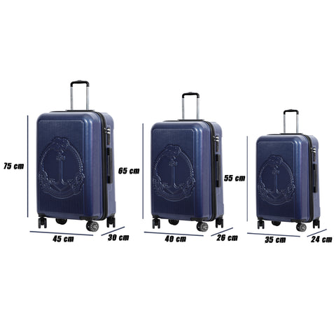 Biggdesign Ocean Carry On Luggage Set, Navy, 3 Pcs.