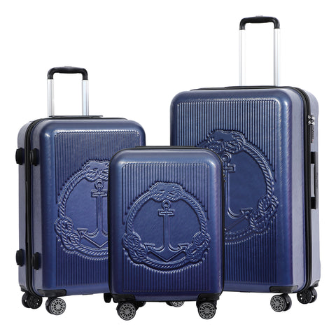 Biggdesign Ocean Carry On Luggage Set, Navy, 3 Pcs.