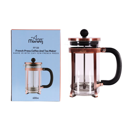 Any Morning FF120 French Press Coffee and Tea Maker 600 Ml