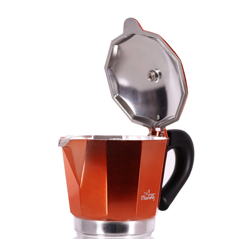 Any Morning Hes-6 Stovetop Espresso Coffee Maker Aluminum Moka Pot 240 Ml Copper