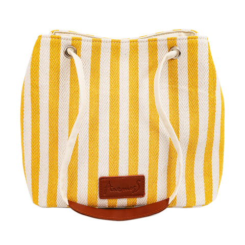 Anemoss Tote Bag, Women Tote Bags, Crossbody Travel Bag, The Tote Bag, Gifts for Women and Girls, Hand and Shoulder Bag, Bucket Shape Shopping Bag, Yellow Striped
