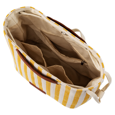 Anemoss Tote Bag, Women Tote Bags, Crossbody Travel Bag, The Tote Bag, Gifts for Women and Girls, Hand and Shoulder Bag, Bucket Shape Shopping Bag, Yellow Striped