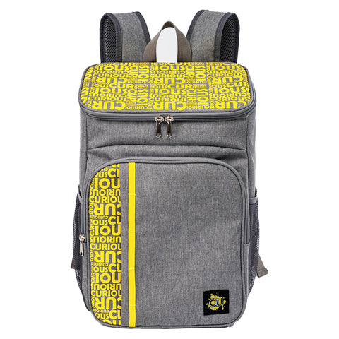 Biggdesign Moods Up Curious Waterproof and Leakproof Insulated Backpack, Grey-Yellow