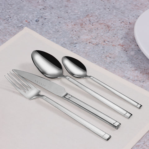 Serenk Barcelona 24-Piece Premium 18/10 Stainless Steel Cutlery Set, Sleek and Durable Flatware for Modern Dining