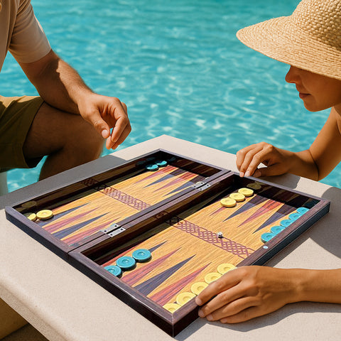 BiggDesign Backgammon Set with Dice and Checkers, MDF Body, Magnetic Lock, Durable Gloss Finish, Scratch-Proof Surface, Board Games for Gift – Made in Turkey