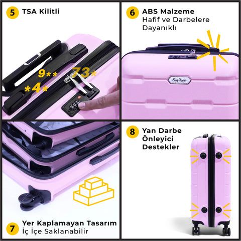 Biggdesign 3-Piece Luggage Set, 20-inch 24-inch 28-inch Suitcases, TSA Lock, Lightweight ABS Shell, Hardcase Trolley Bag, 360° Spinner Wheels, Cabin & Carryon Luggages – Made in Turkey