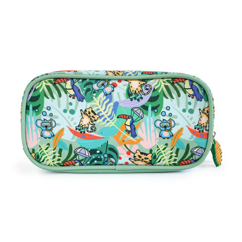 Milk&Moo Jungle Friends Pencil Case – Double Compartment, Durable & Lightweight, Fun Design for Kids & Adults