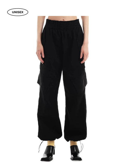 Wide Black Cargo Pants "Romanticism"