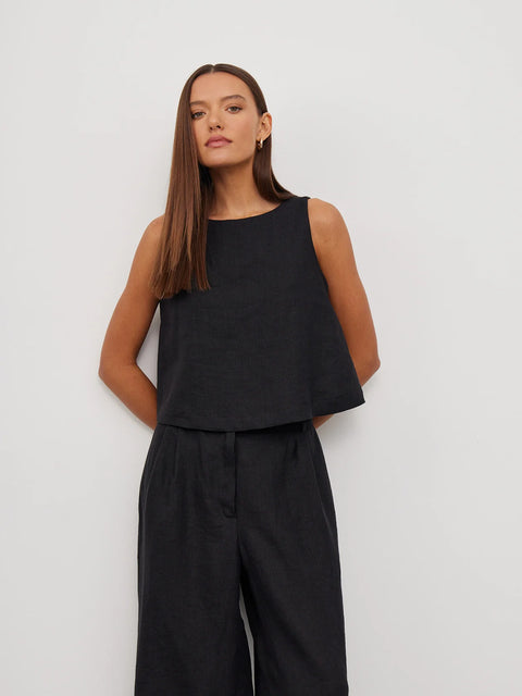 Cropped A-Line Linen Top