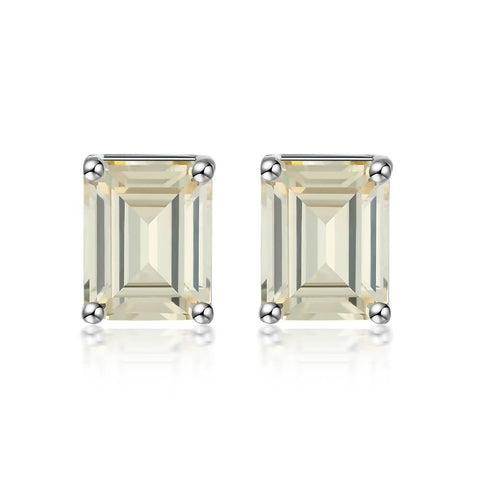 Lemon stud earrings in emerald cut