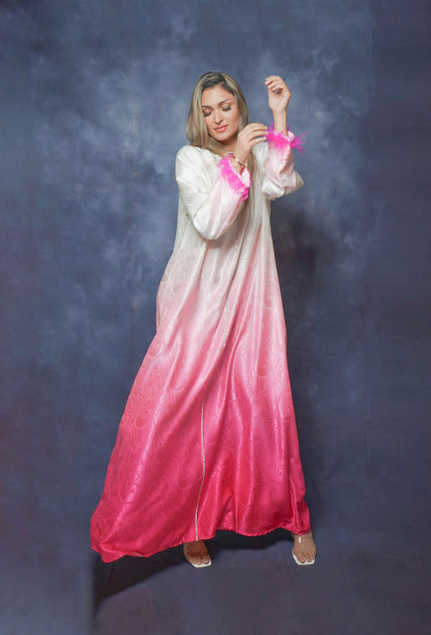 Dress-Jellabiya- Patterned Silk long Loose Style -with splendid Colores