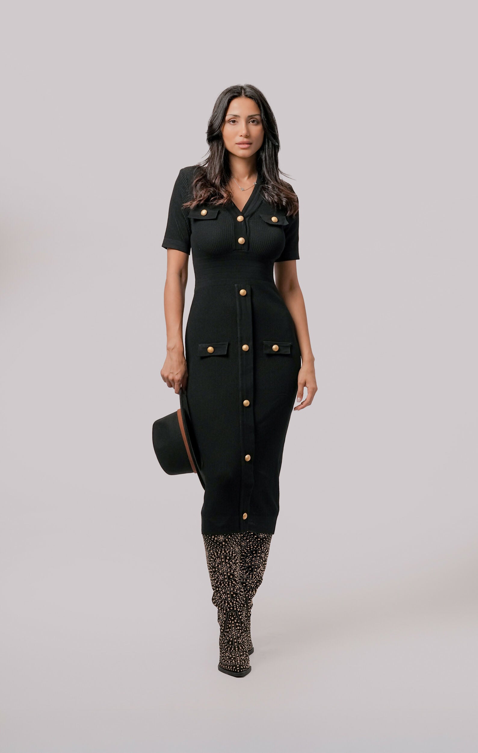 Black knitted dress