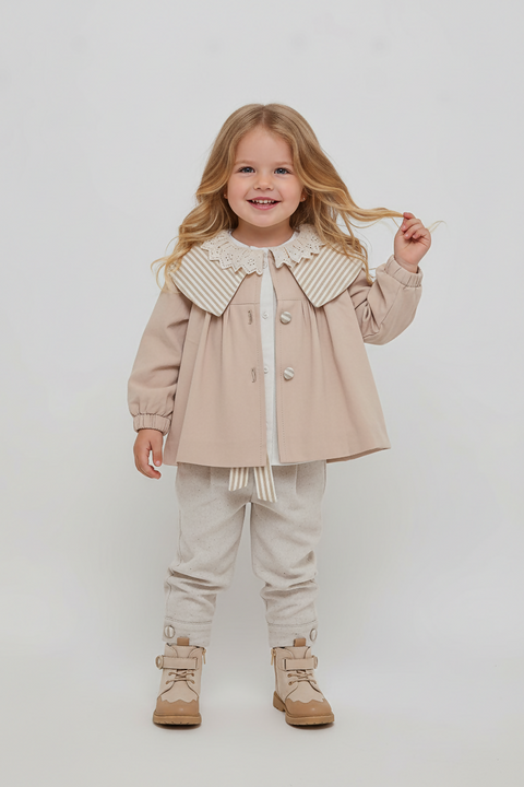 BOMBILI Girls 3-piece set (shirt,jacket,pants) - Beige