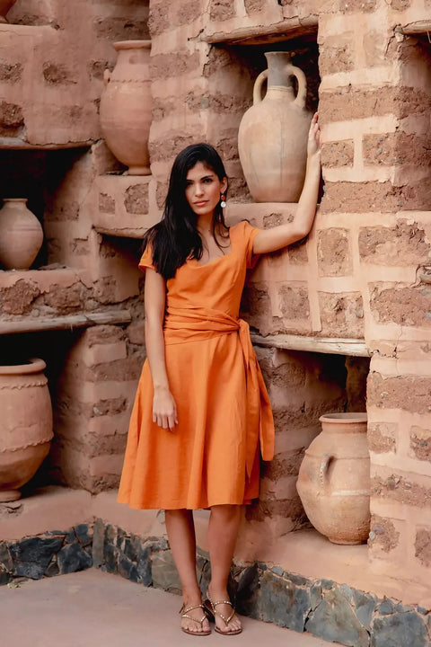 Kor Tied Dress Terracotta