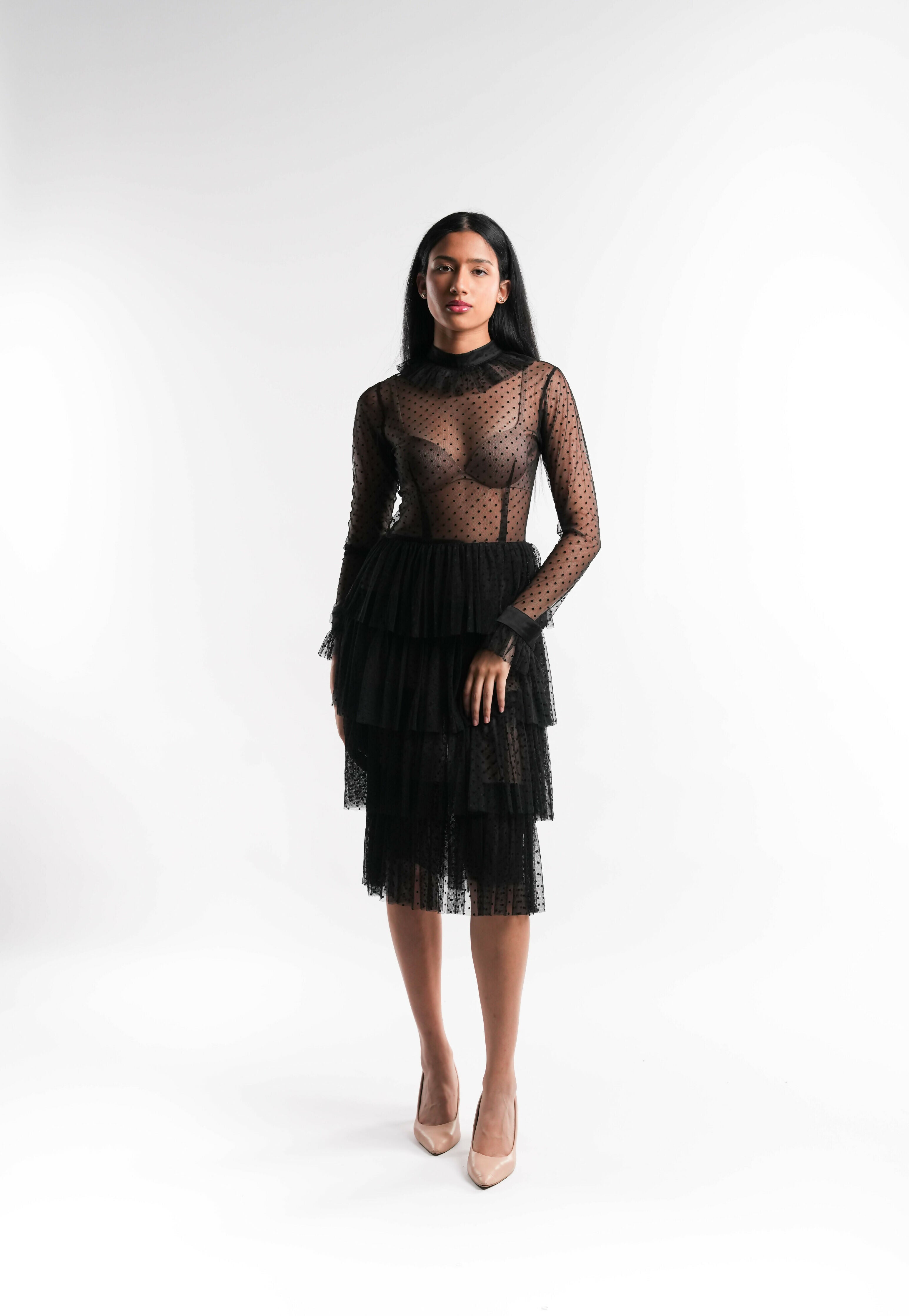 Black Layered Tulle Dress