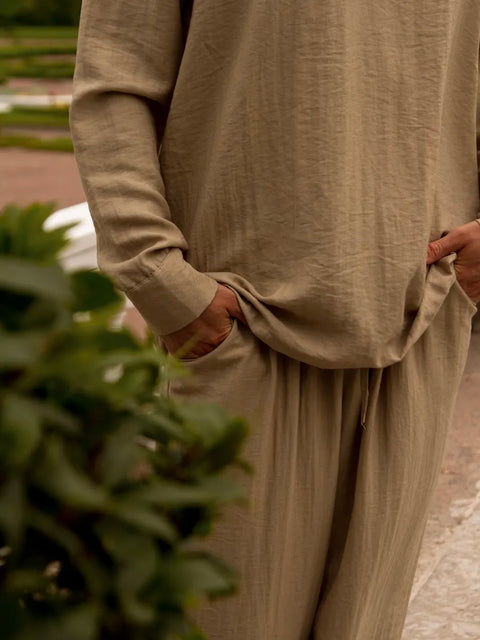 Men's Linen Suit Khaki