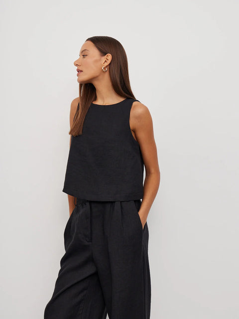 Cropped A-Line Linen Top
