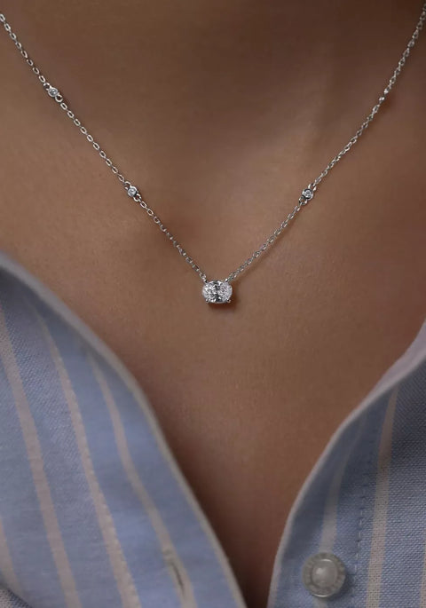 Necklace With Oval Cut High-Grade Cubic Zirconia