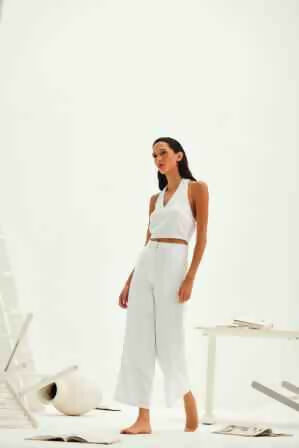 Abigail Plain Linen Pants