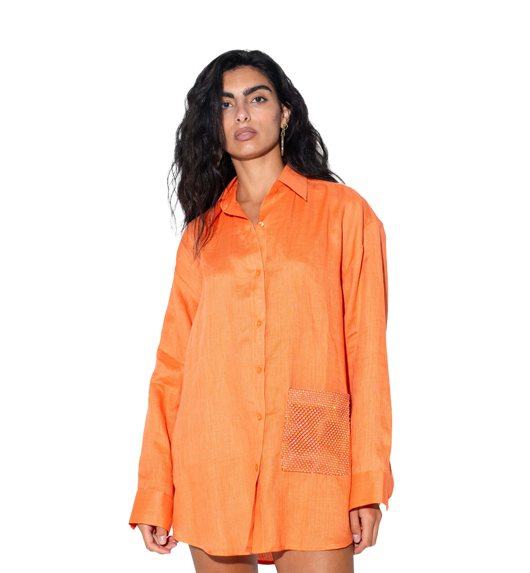 CECILEHOB Boyfriend Shirt Orange