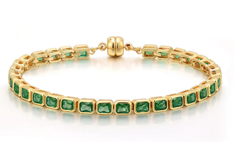 Bezel Emerald Ballier Bracelet- Emerald Green- Gold