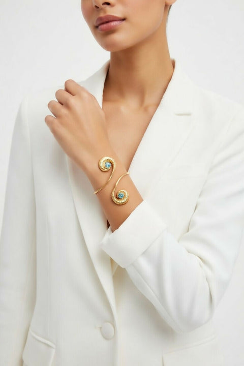 Spiral Sparkle collar set of 3 pieces in 24kt Gold-plated Brass Metal