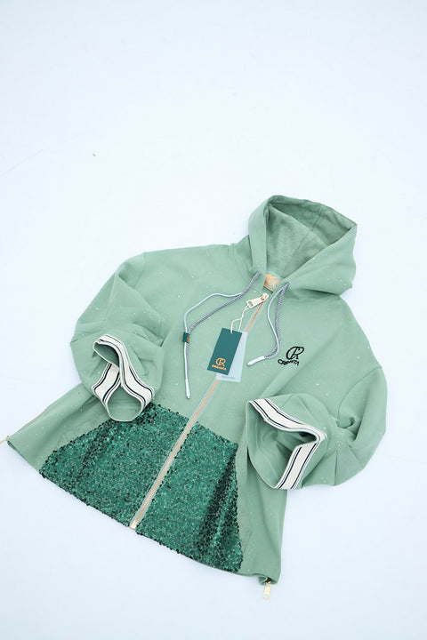 Crisanta Hoodie Set “Sparkle Green”