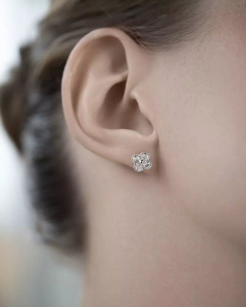 Stud-Earrings Clover With Stones