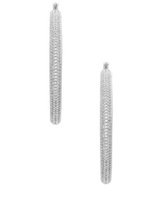 Pave Stripe Amalfi Hoops- Silver