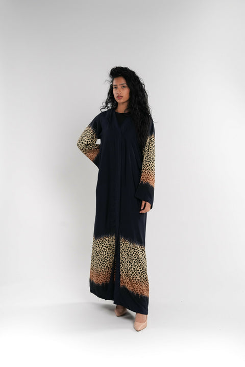 Black Tiger Print Abaya