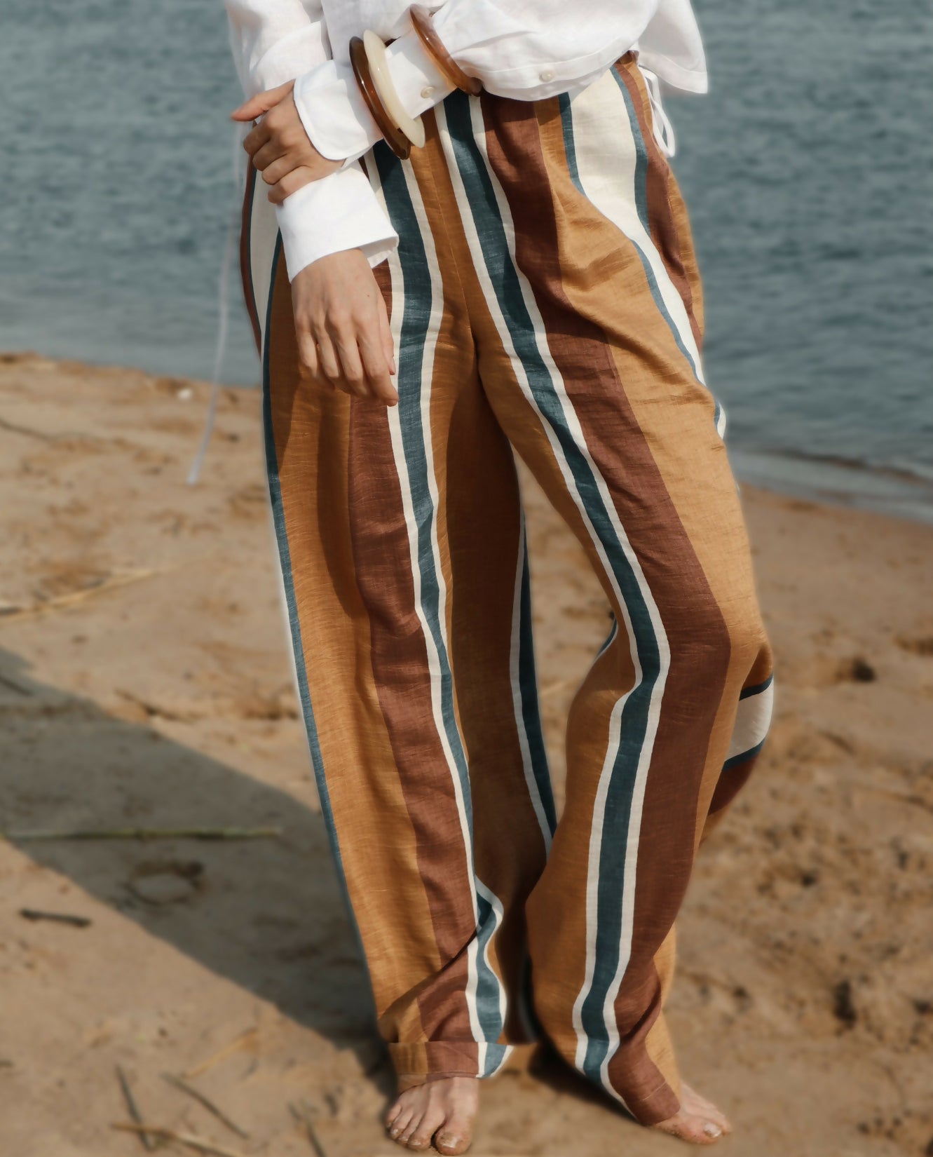 Linen Trousers in Brown
