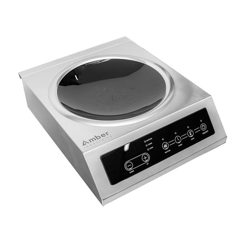 Commercial Countertop Induction Wok Cooker, High Power Stainless Steel Electric Cooktop, 3500W