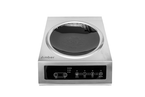Commercial Countertop Induction Wok Cooker, High Power Stainless Steel Electric Cooktop, 3500W