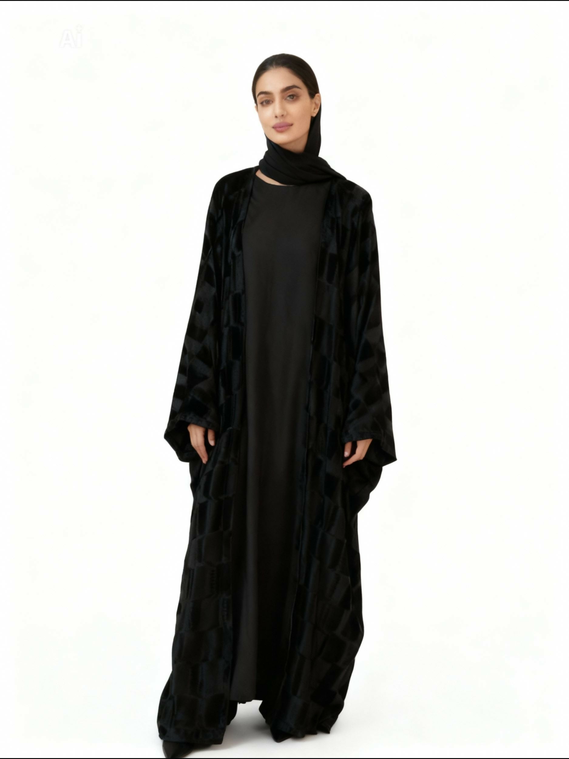 Bisht -Open Abaya -sprightly velvet with elegant and modern black color -wide and luxurious abaya