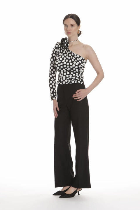 Blossom Dot Half-Shoulder Top