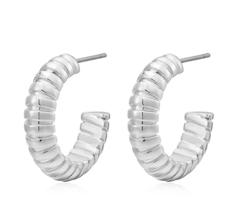 Snake Chain Hoops- Silver